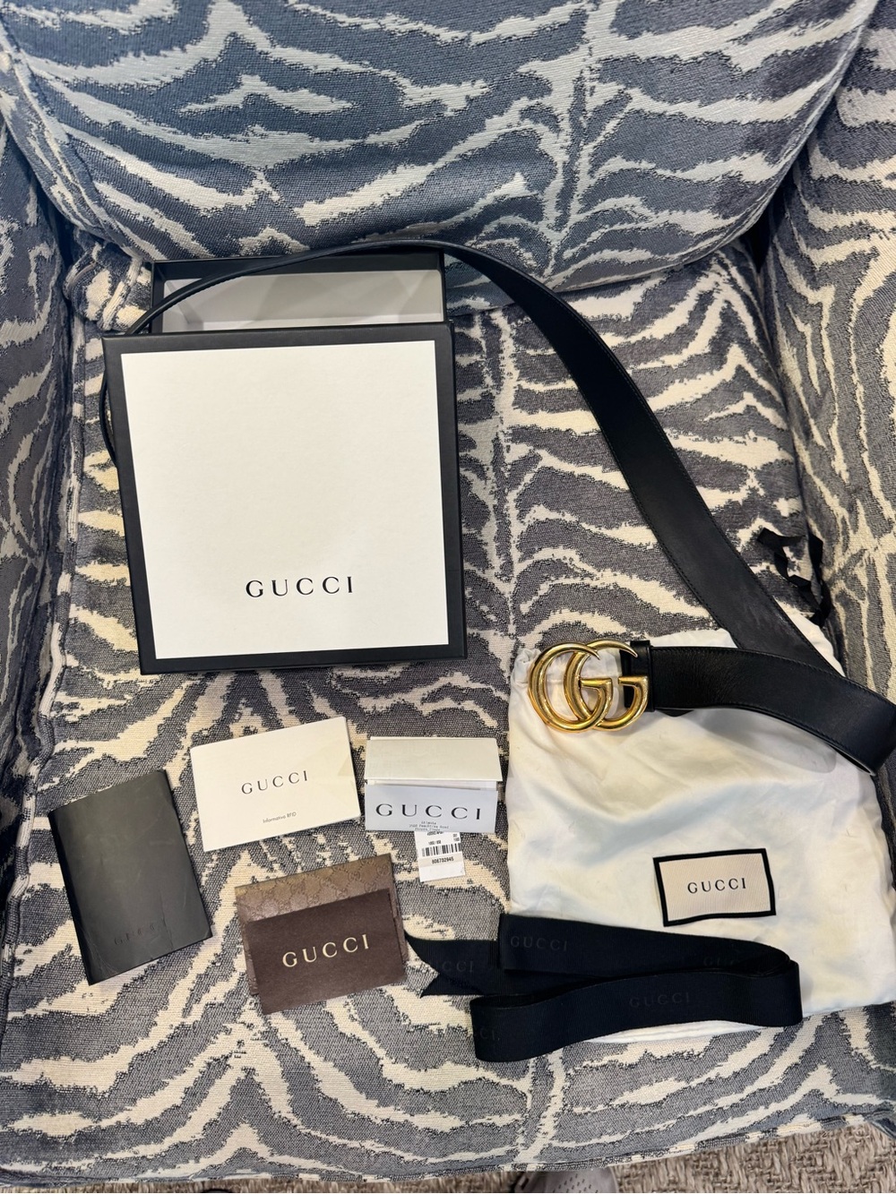 AUTHENTIC Gucci Black GG Marmont wide belt Size 65